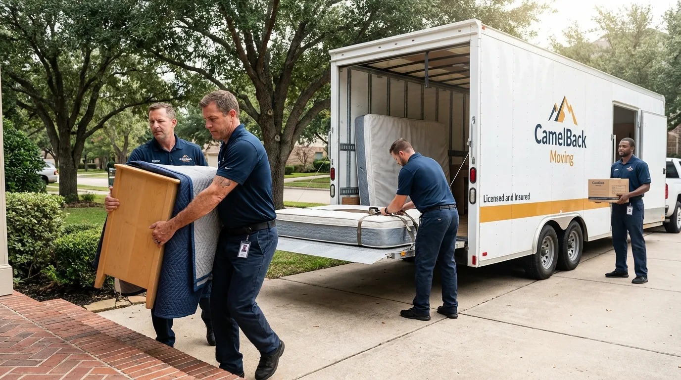Crew loading residential truck for cross-state move from Rochelle Park, NJ