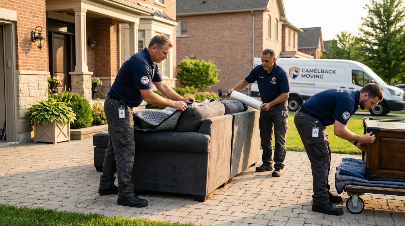 Large estate moving crew wrapping furniture in Rochelle Park, NJ