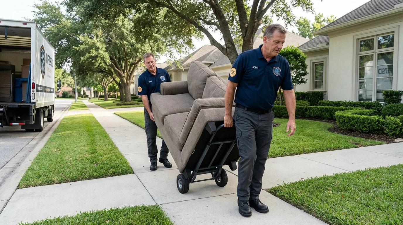 Local residential moving crew loading furniture in Rochelle Park, NJ
