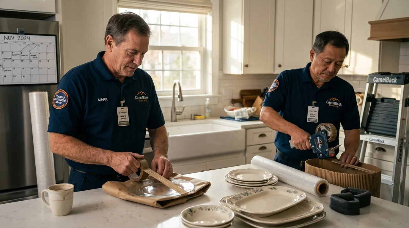 Professional crew packing kitchen dishware in Rochelle Park, NJ