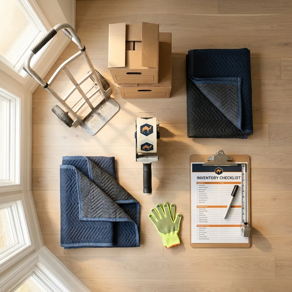 Professional moving supplies and packing materials layout for Rochelle Park residential relocations